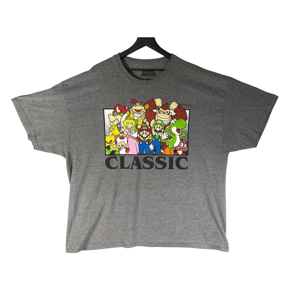 Super Mario Nintendo‎ Graphic T Shirt Mens 3XL Gray Classic Characters Tee